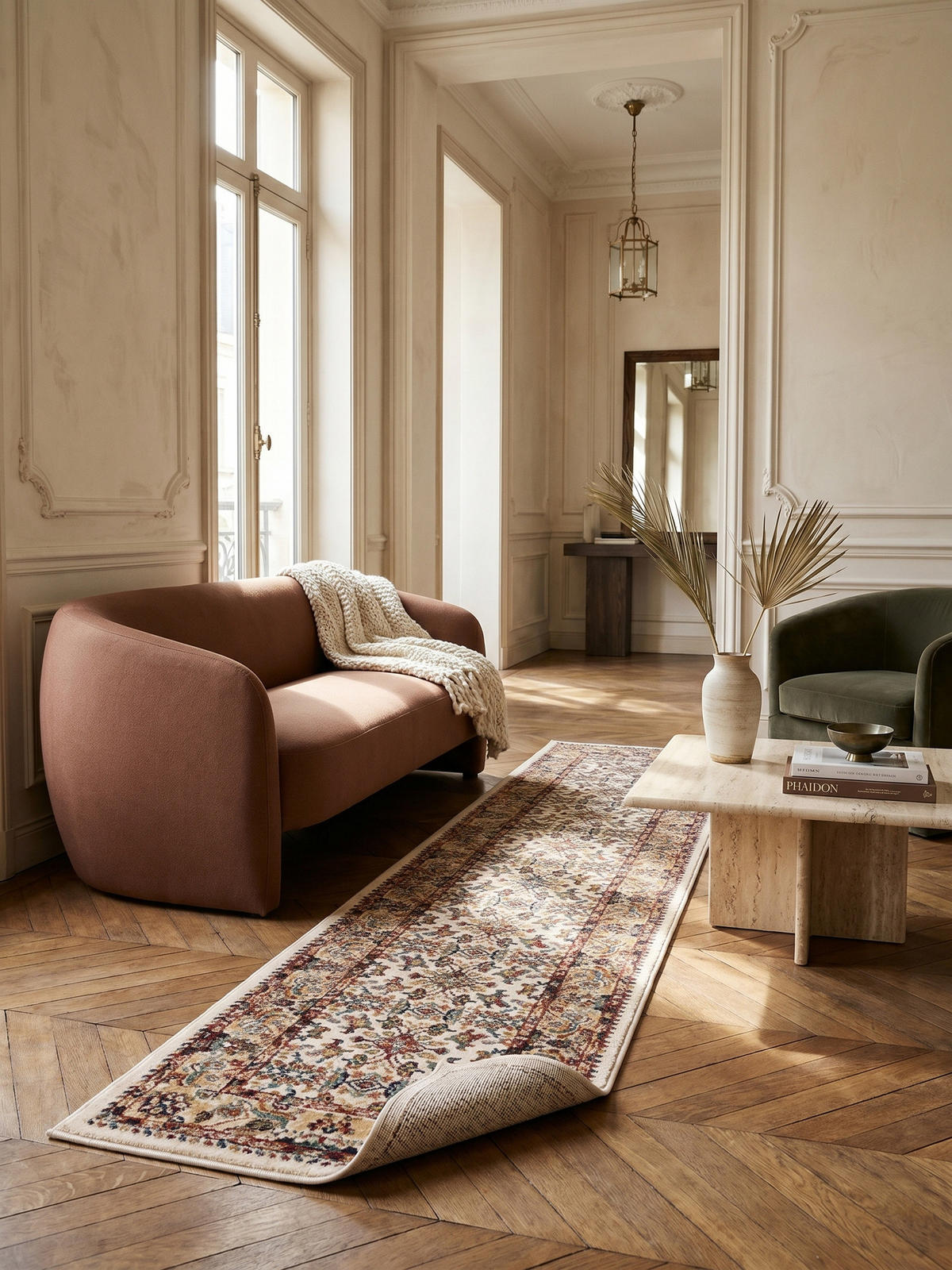 KURZFLORTEPPICH GLAZERT, orientalisch, Natur, 66 x 300 cm - Naturfarben, Textil (300/66cm) - KADIMA DESIGN