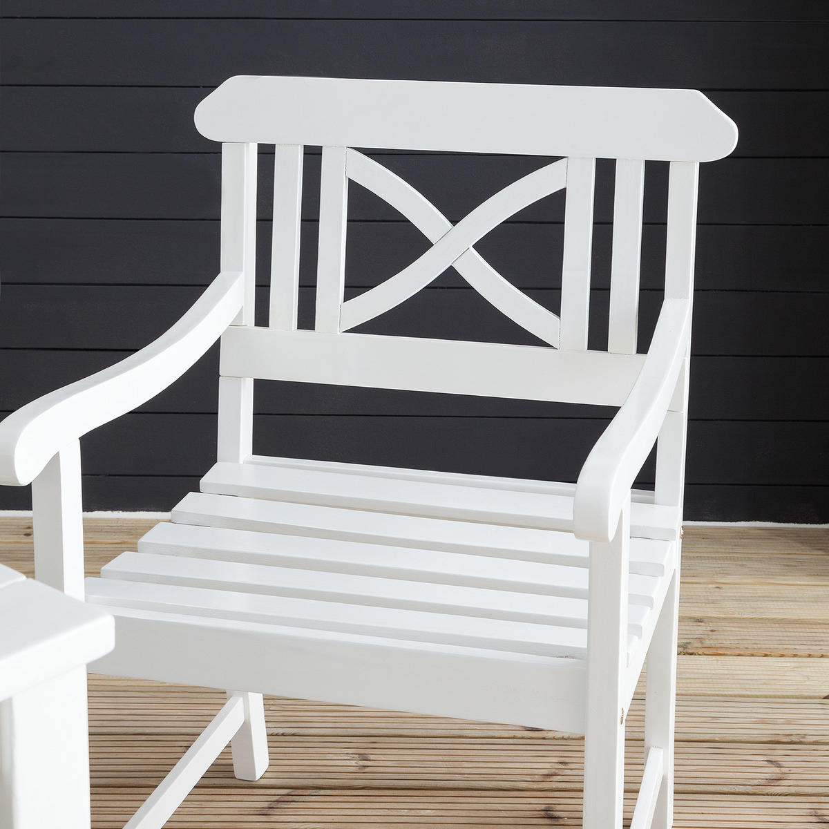 ESSGRUPPE - 4-teilig - Akazie massiv - Weiß - Weiß, Holz - home24