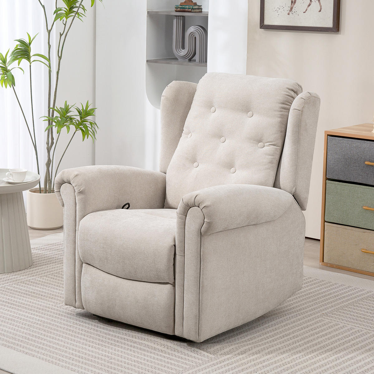 MASSAGESESSEL Beige mit Massage- und Liegefunktion 91/85/103 cm - Beige, Naturmaterialien (91/103/85cm) - PANGIVO