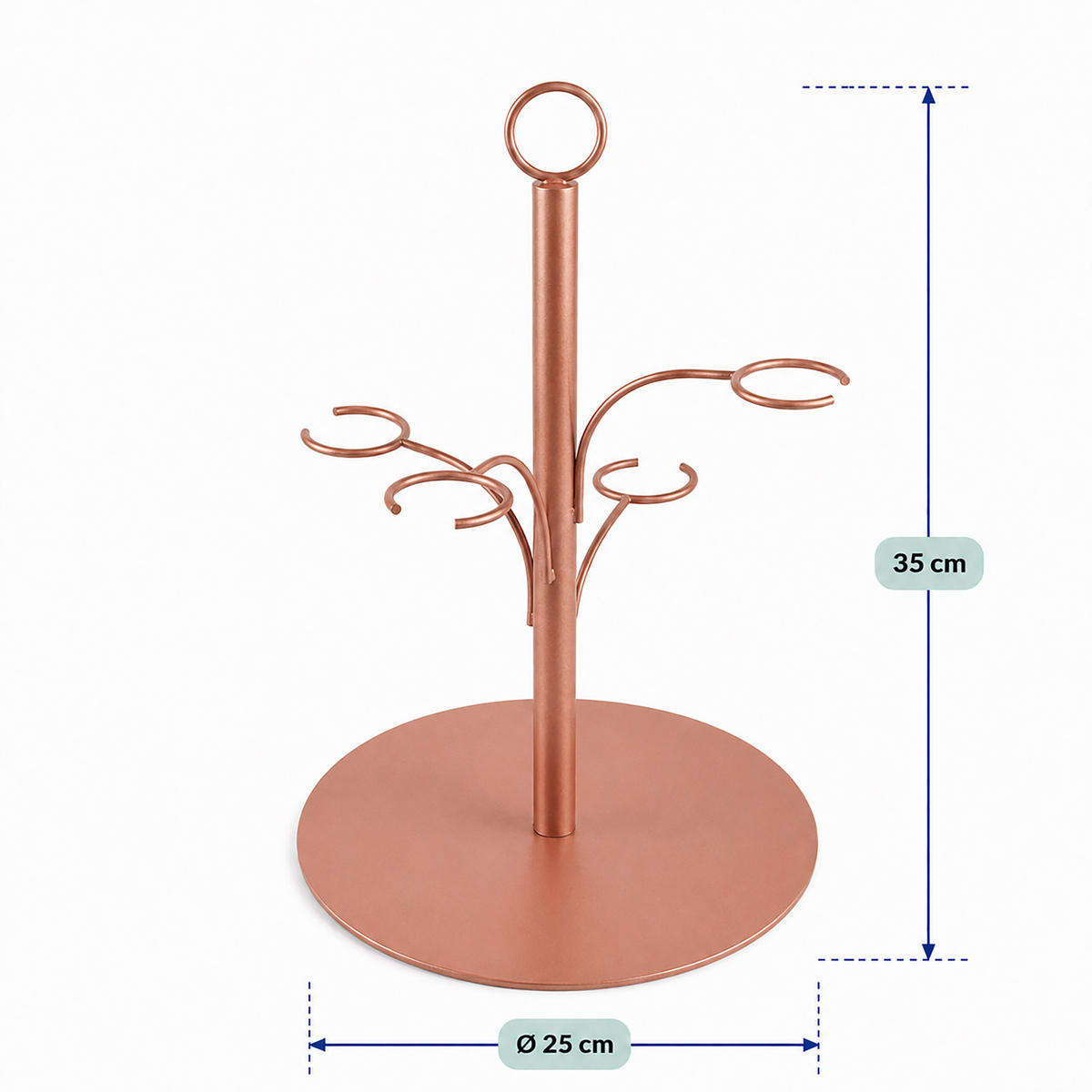 STALAK Ružičasto zlatni za 4 čaše čelik - ružičasta, metal (35cm) - Relaxdays