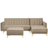 SCHLAFSOFA rechtsseitig mit Ottomane Samtstoff Sandbeige Aberdeen - Beige, Textil (267/168cm) - Beliani