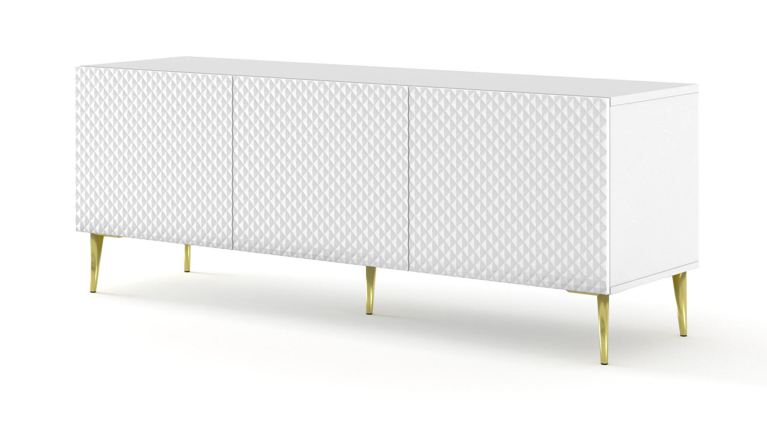 Furnlux Tv-Lowboard Weiß, Gold 150x56x42 cm