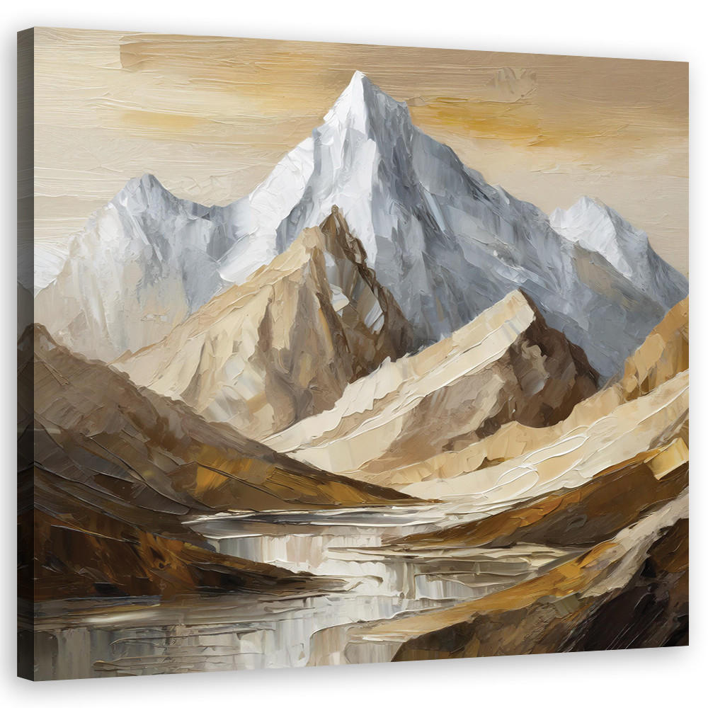 WANDBILD berge gemalte landschaft - Beige, Textil (50/50cm) - Feeby