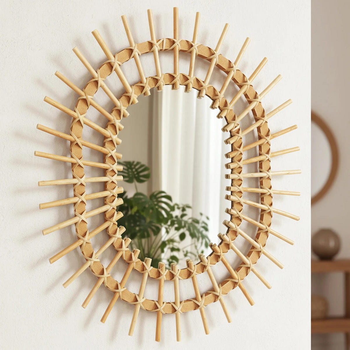 BOHO-WANDSPIEGEL Rea 57cm Qdj5749 - Braun, Glas (49/2/57cm) - REA