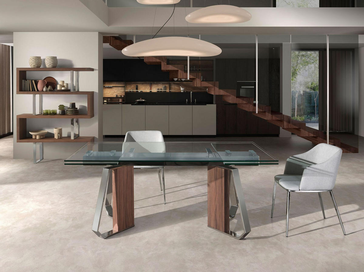 REGAL Regale aus Nussbaum und Stahl 130/35/170 cm - Edelstahlfarben/Walnussfarben, Holz/Metall (130/170/30cm) - ANGEL CERDA