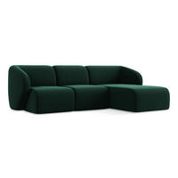 ECKSOFA Rechts Samt Stoff Grün - Dunkelgrün/Schwarz, Holzwerkstoff/Kunststoff (248/166cm) - Makamii
