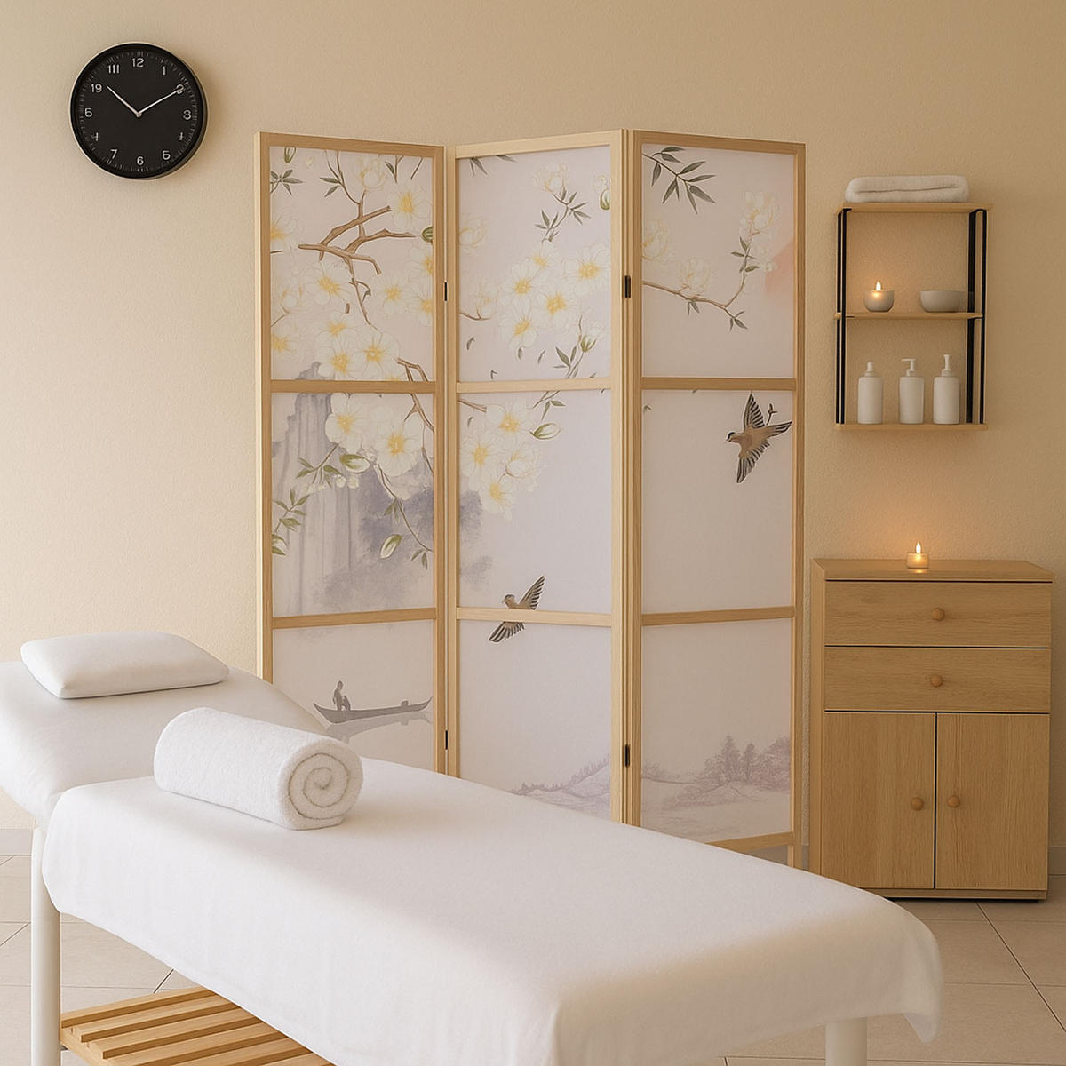 PARAVENT Blau - Blau, Holz (137/170/2cm) - MCW