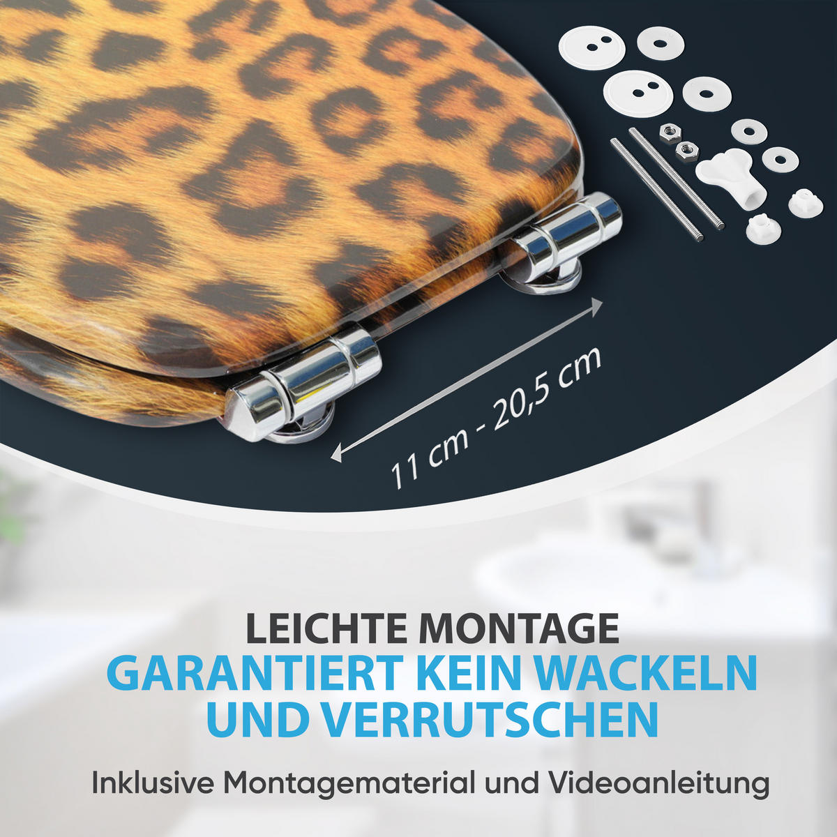 WC-SITZ Absenkautomatik Leopardenfell - Braun, Holzwerkstoff (38/6/47cm) - Sanilo