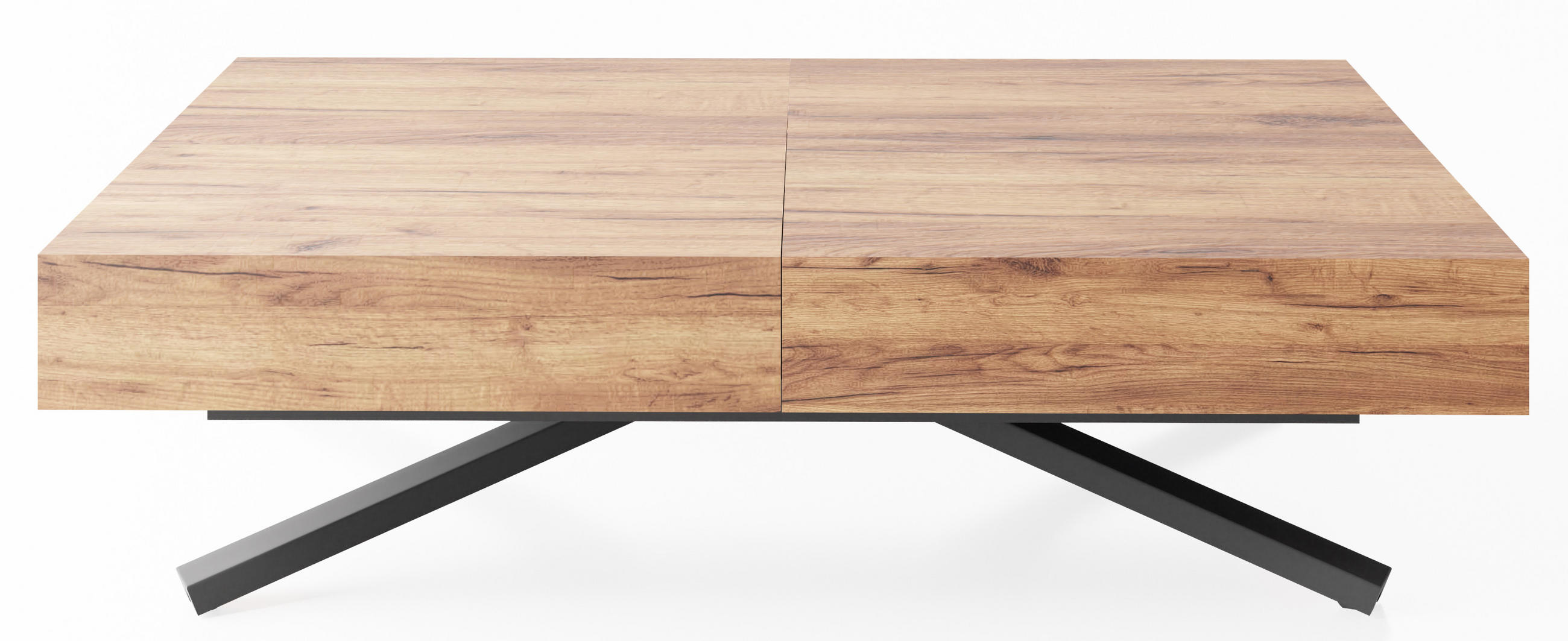 COUCHTISCH Cavetta X höhenverstellbar ausziehbar, Craft Eiche 120-200/80/27-76 cm - Eiche Wotan/Schwarz, Holzwerkstoff/Metall (80/120/76cm) - WFL GROUP
