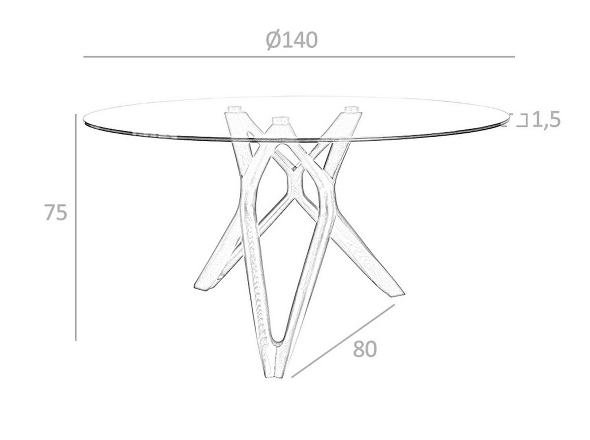 ESSTISCH Walnuss Glas 140/140/75 cm - Transparent/Walnussfarben, Holz (140/140/75cm) - ANGEL CERDA