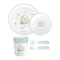 KINDERGESCHIRR Savanna 5-teilig hellgrün 180 ml, ab 6 Monaten, leicht zu reinigen, für unterwegs, kompakt - Grün, Kunststoff (18/2/18cm) - Kikka boo