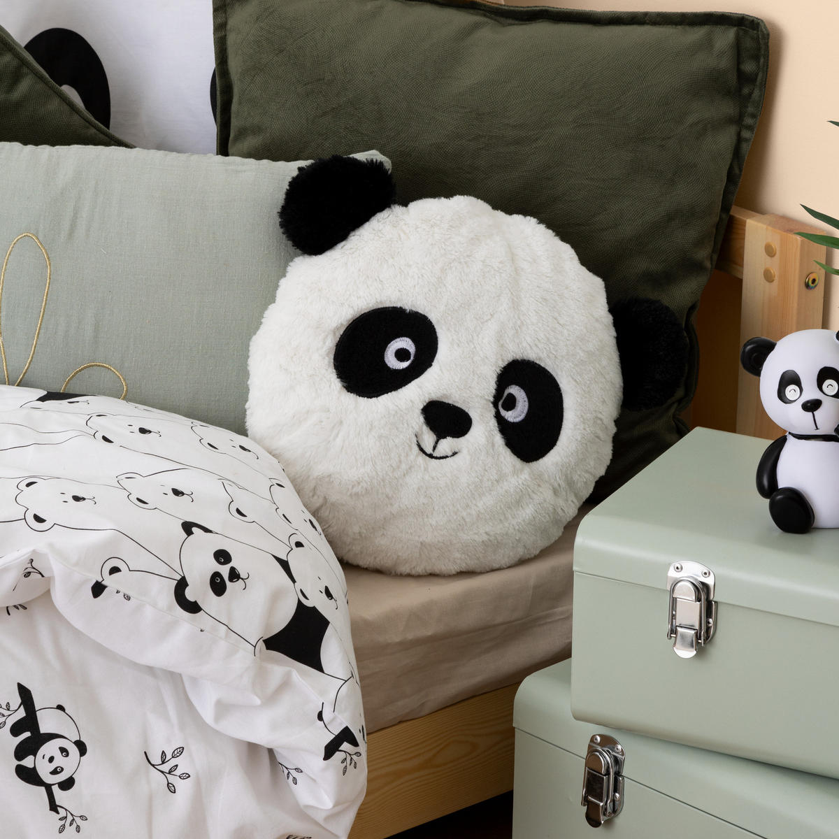 KISSEN mit Ohren Panda 27/27/10 cm - Weiß, Textil (27/27cm) - Atmosphera for kids