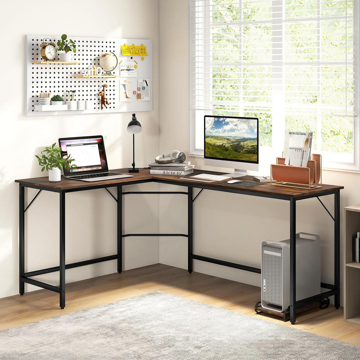 DATORBORD Brunt - Brun, Träbaserade material (50/168/74.5cm) - COSTWAY