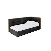 EINZELLBETT Jugendbett mit Bettkasten und Matratze H3/H4, Links - SOVY 90x200 Schwarz - Schwarz, Holzwerkstoff/Textil (90/200cm) - ALTDECOR