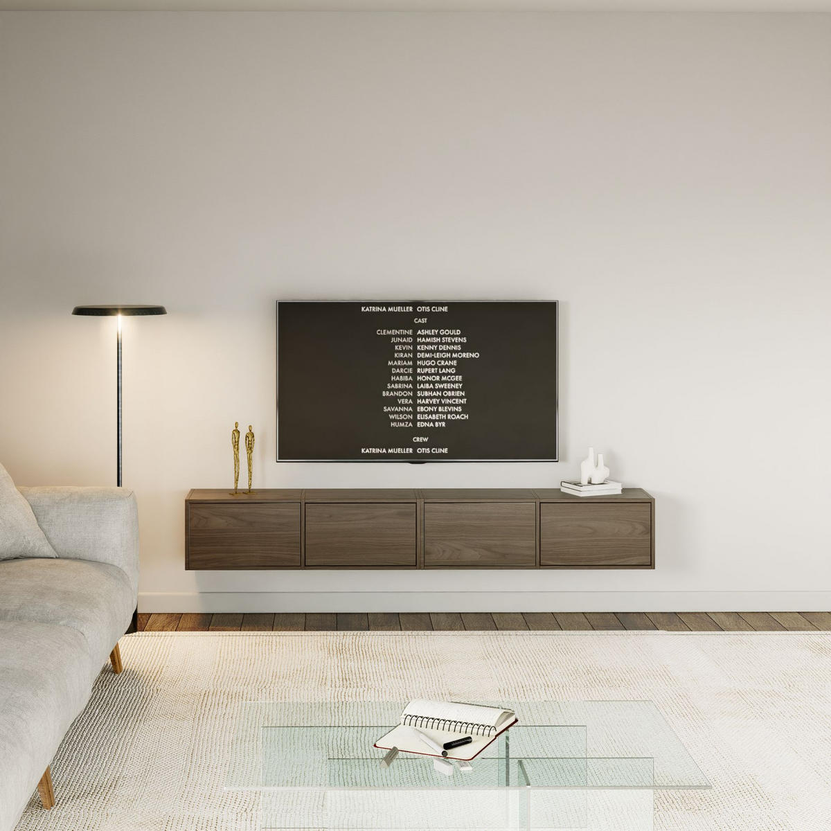 TV-LOWBOARD Framme hängend Walnussoptik Wisconsin 200 cm - Dunkelbraun, Holzwerkstoff (201.2/30/30cm) - Selsey