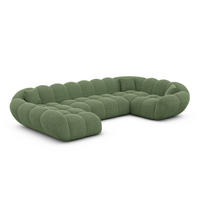 WOHNLANDSCHAFT Liva Grün Strukturstoff U-Form XL Links - Grün, Textil (323/70/193cm) - VAROYAL