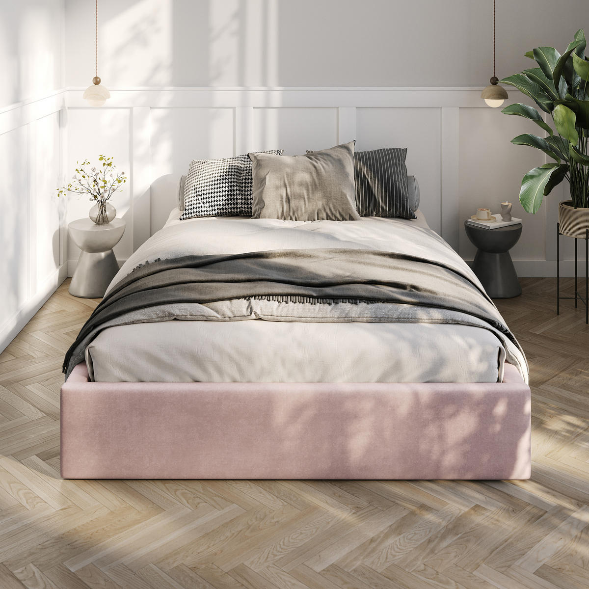 POLSTERBETT 140x200cm Bett mit Stauraum Lattenrost Rosa - Rosa, Holz/Holzwerkstoff (140/200cm) - Muralo