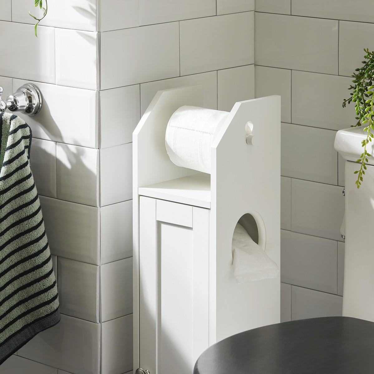 TOILETTENROLLENHALTER Weiß - Weiß, Holzwerkstoff (20/78/18cm) - SoBuy