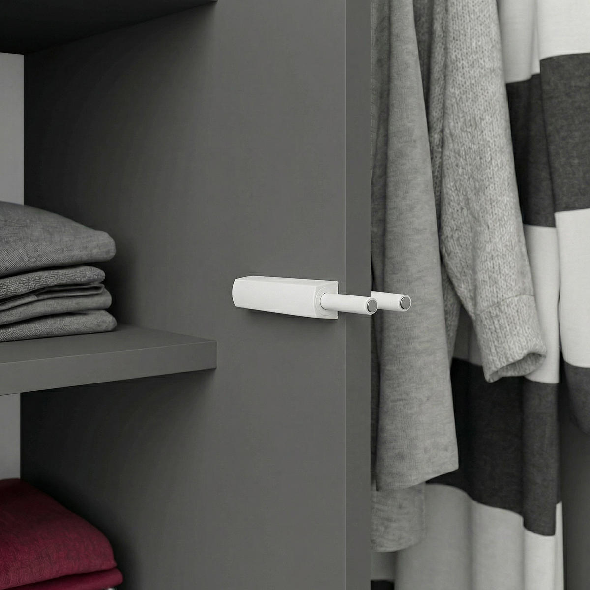 DREHTÜRENSCHRANK Look mit 2 Türen und Schubladen, 90 cm, graphitfarben - Graphitfarben, Holzwerkstoff (90/180/50cm) - Beautysofa