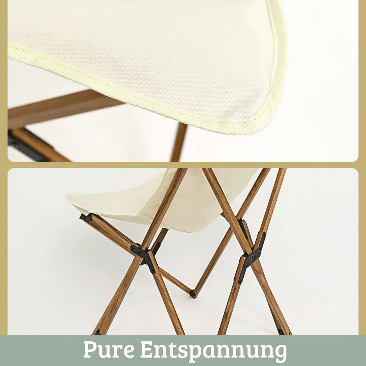 CAMPINGSTUHL Faltbar bis 120kg MILIA Creme - Creme, Holz (52/82/67cm) - DELUKE