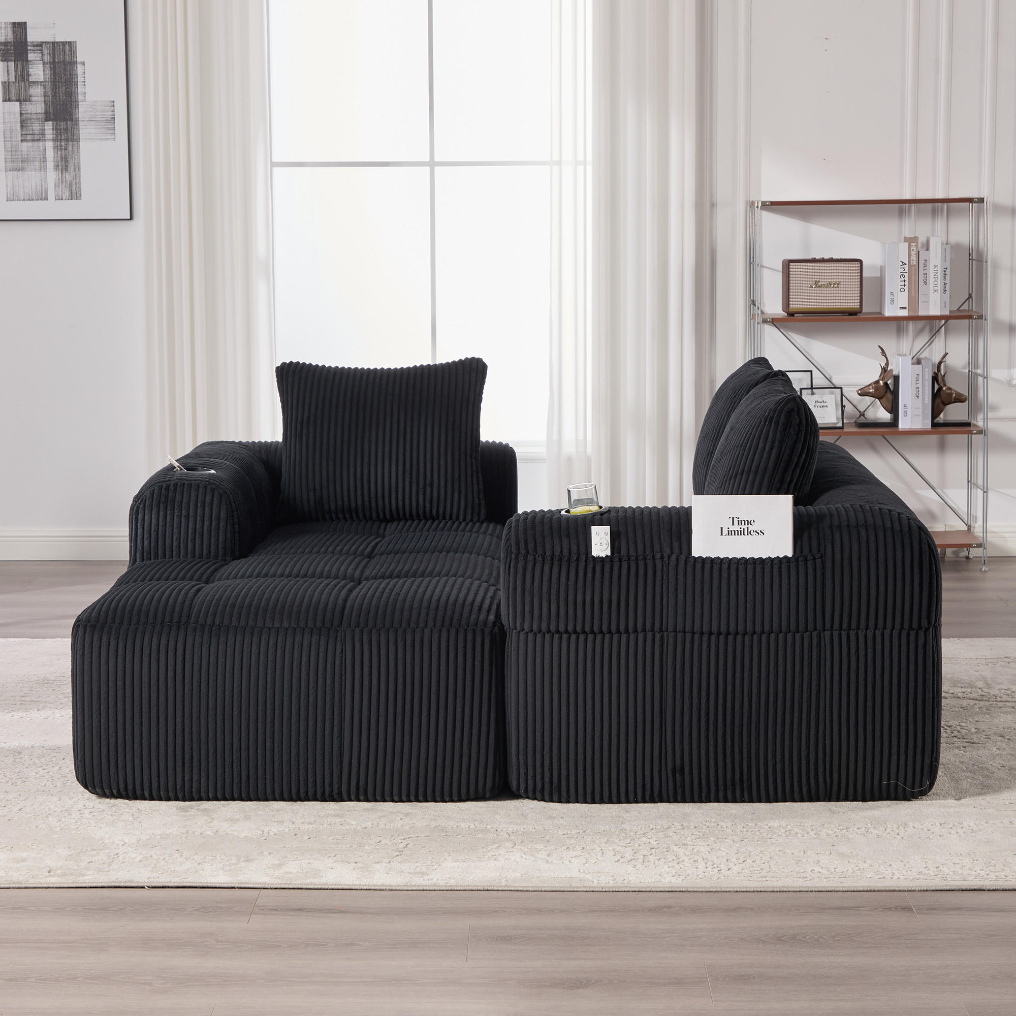 Thumbnail - Redom Kompaktsofa, Schwarz, Textil, 253x158 cm, Wohnzimmer, Sofas & Couches, Wohnlandschaften, Ecksofas