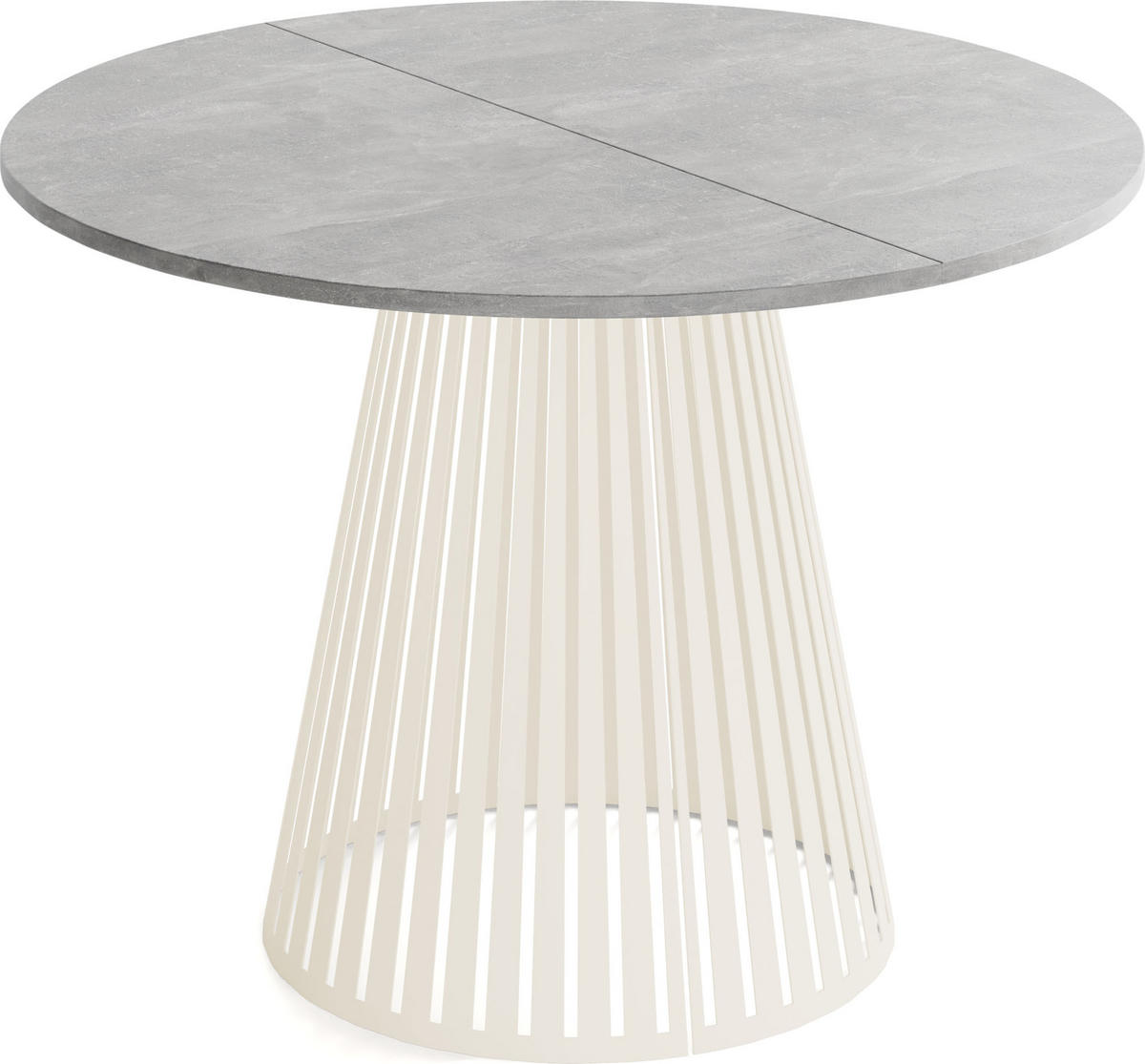 ESSTISCH Naro runder ausziehbarer, Grauer Beton 100-180/100/76 cm - Kaschmir/Hellgrau, Holzwerkstoff/Metall (100/100/76cm) - WFL GROUP