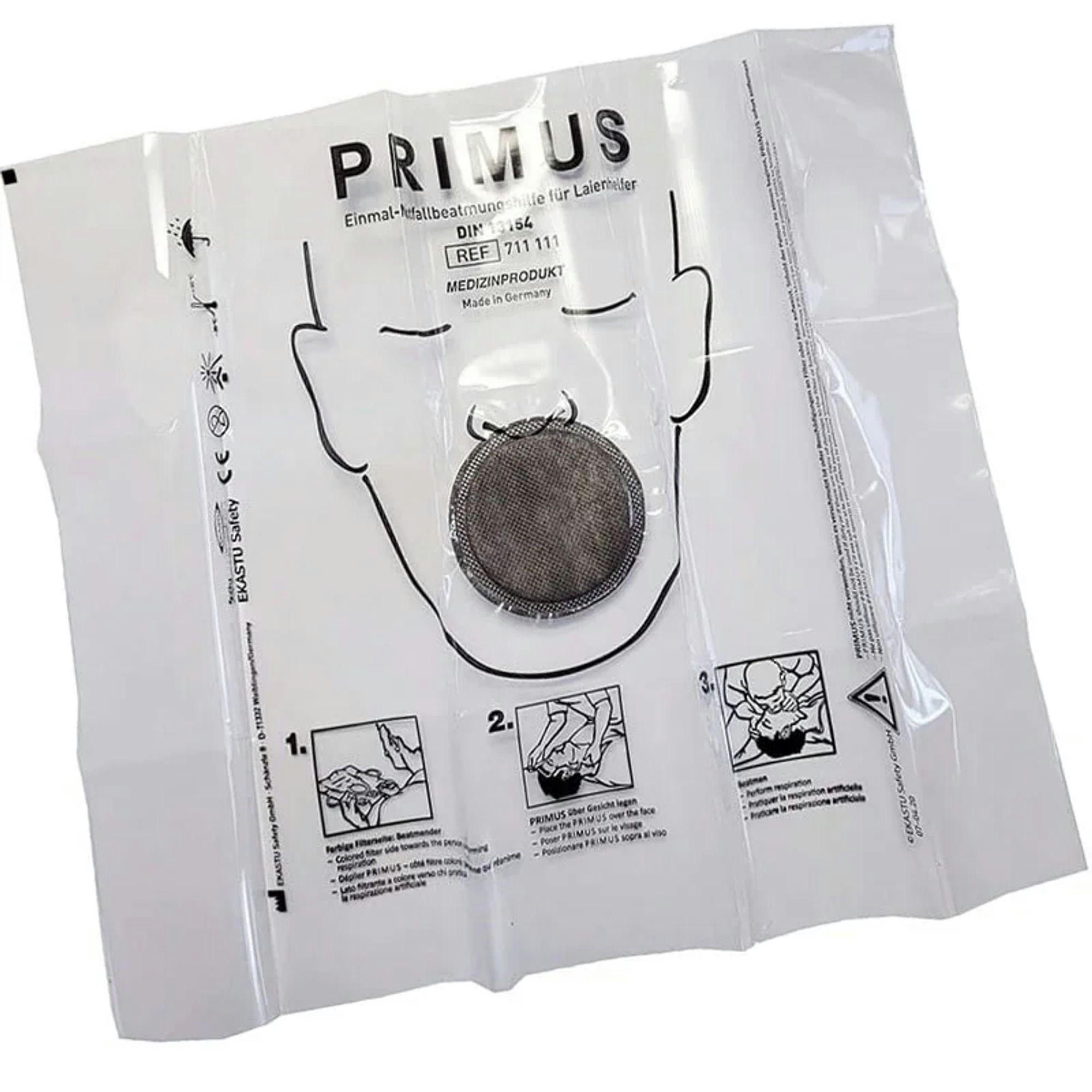 MUND-NASEN-SCHUTZ Einweg, Notfallbeatmung, DIN 13154 - Weiß, Textil (10.5/1/12.5cm) - Westfalia