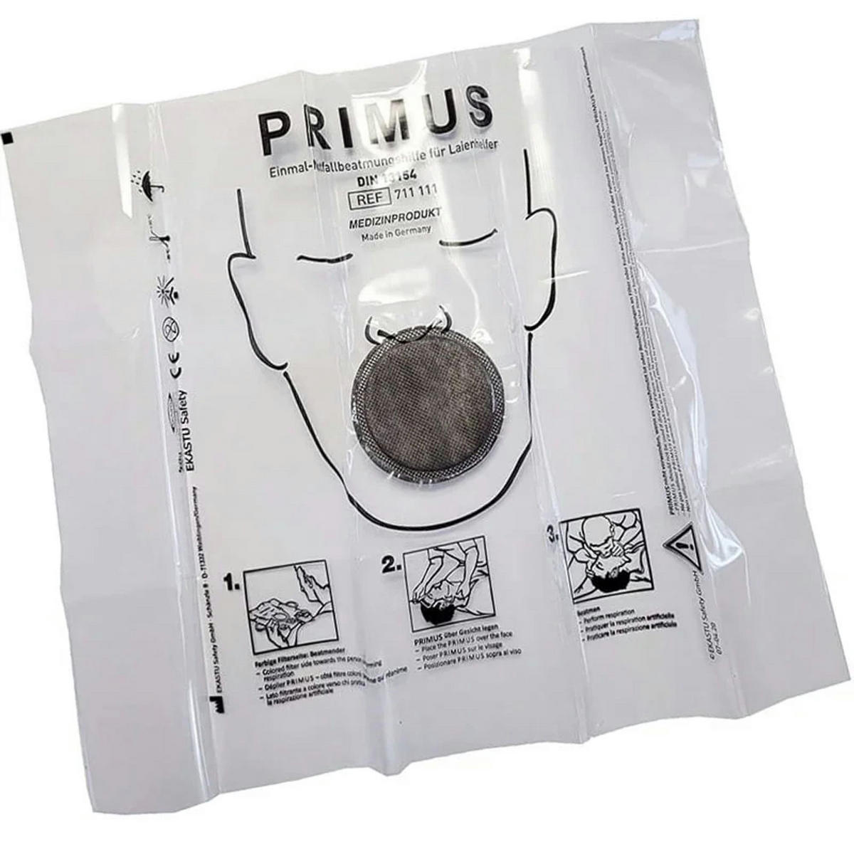 MUND-NASEN-SCHUTZ Einweg, Notfallbeatmung, DIN 13154 - Weiß, Textil (10.5/1/12.5cm) - Westfalia