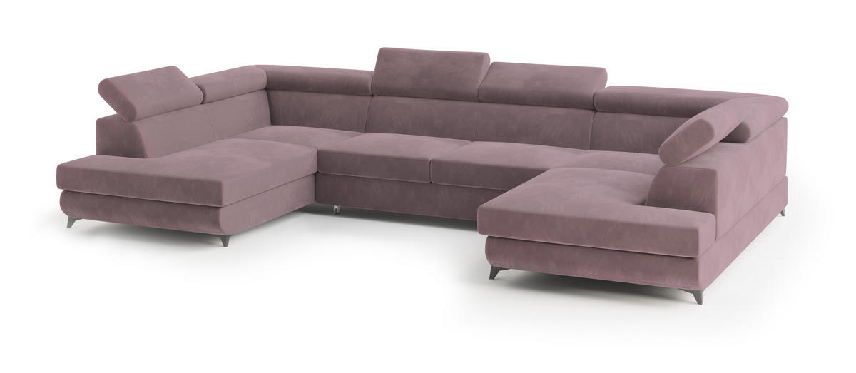 ROHOVÁ SEDAČKA VINTESSA šeříková - černá/šeříková, kov/dřevo (323/190cm) - MASSENO