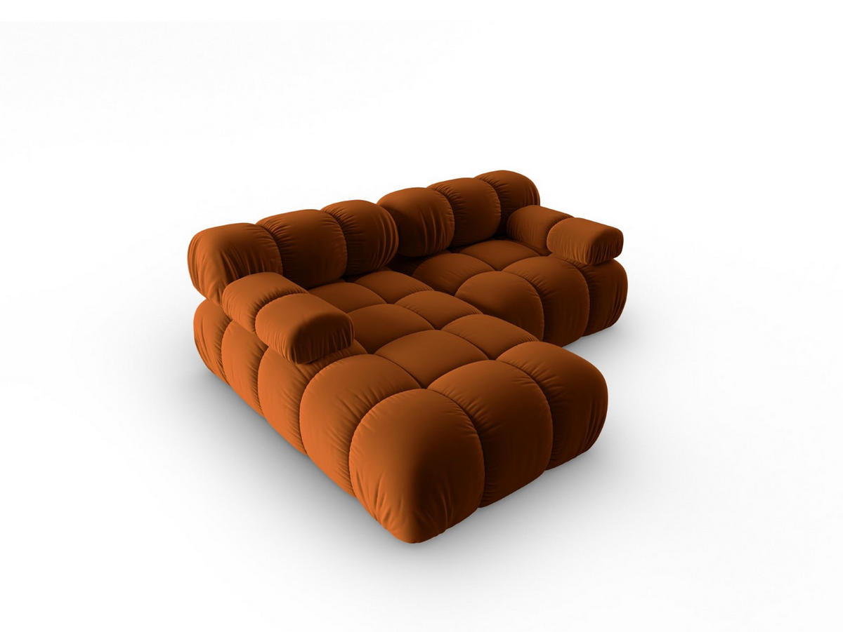 MODULARES-ECKSOFA links Bellis aus Samt terrakotta 3 Sitzplätze - Terracotta, Textil (157/191cm) - Micadoni