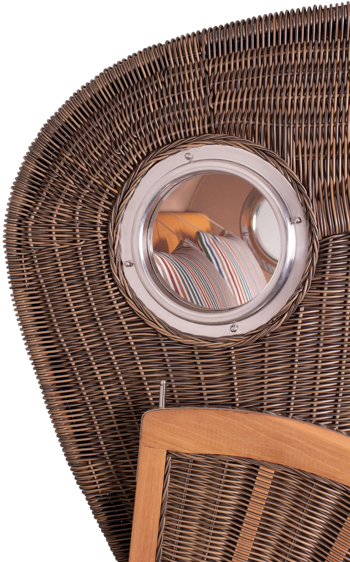 STRANDKORB Düne 2 Sitzer Teak PE Grey - Gelb/Braun, Holz/Metall (125/170/80cm) - Mr. Deko