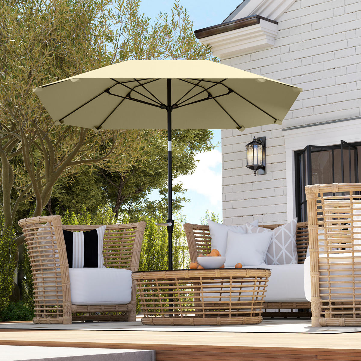 SONNENSCHIRM Ø233 cm - Beige, Kunststoff (233/233cm) - Outsunny