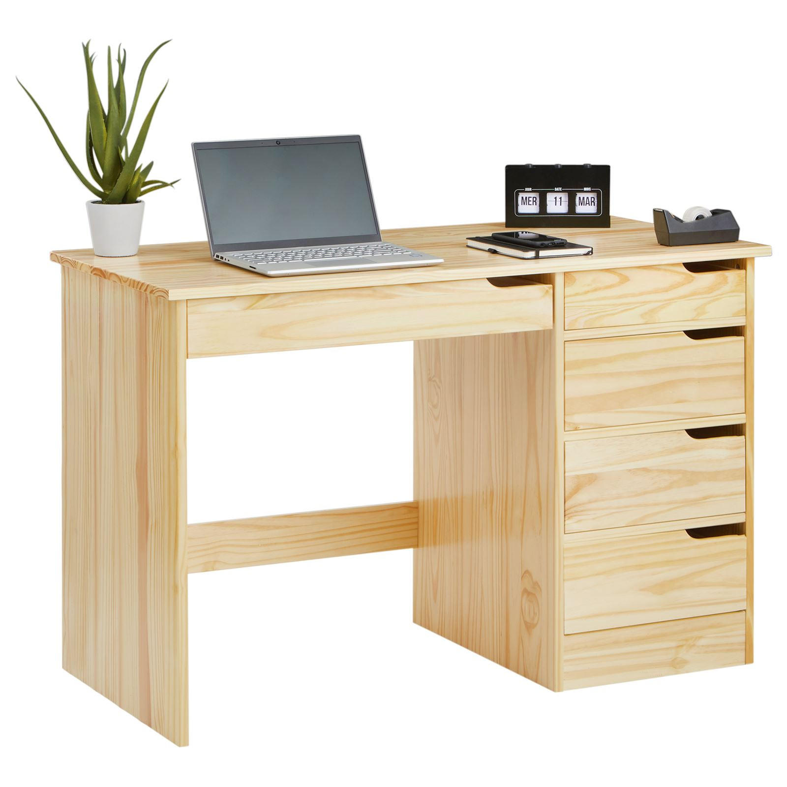 SCHREIBTISCH HUGO - Naturfarben, Holz (54/114/76cm) - IDIMEX