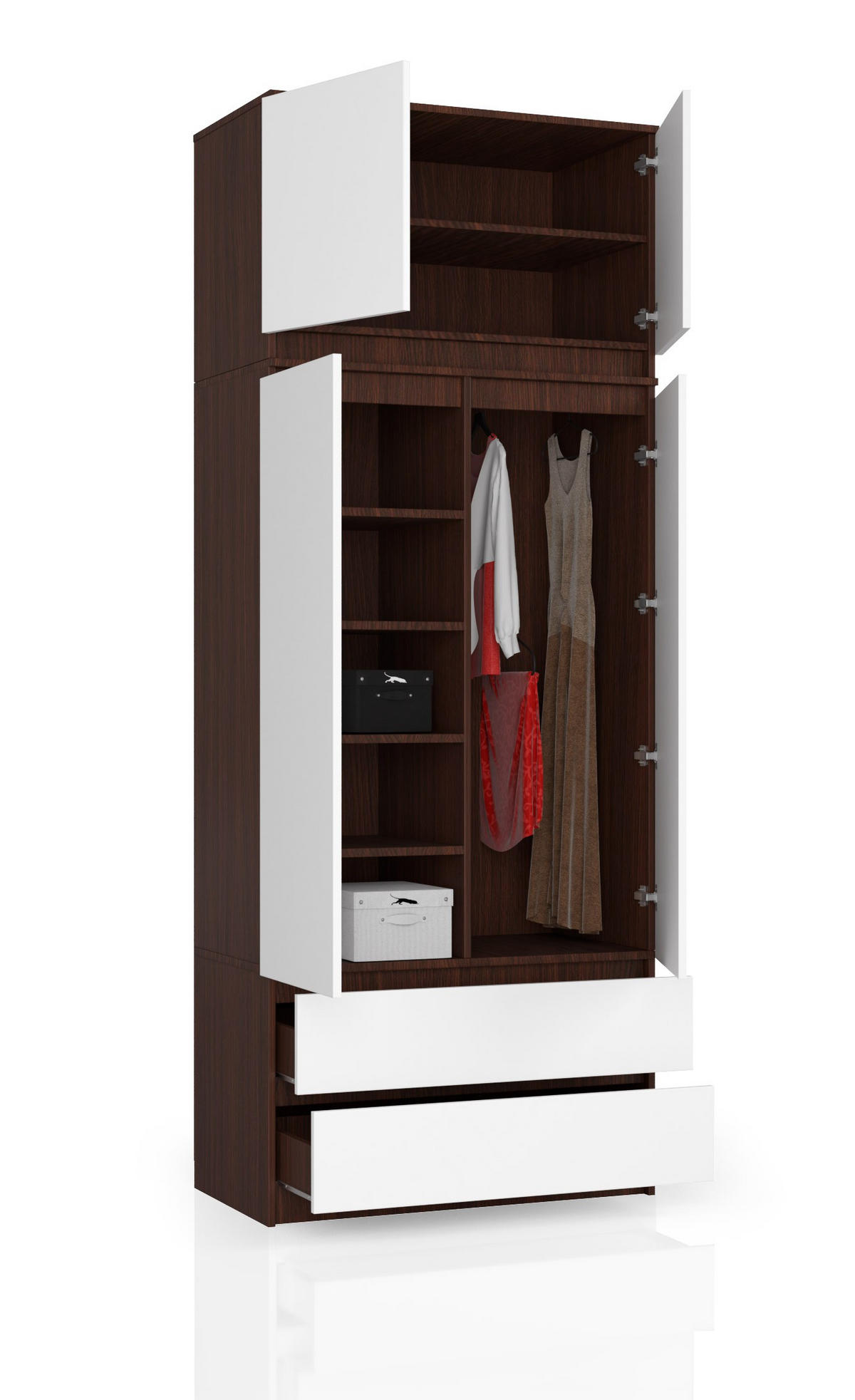 KLEIDERSCHRANK Wengefarben, Weiß 90x51x234 cm - Wengefarben/Weiß, Holzwerkstoff (90/234/51cm) - Akord