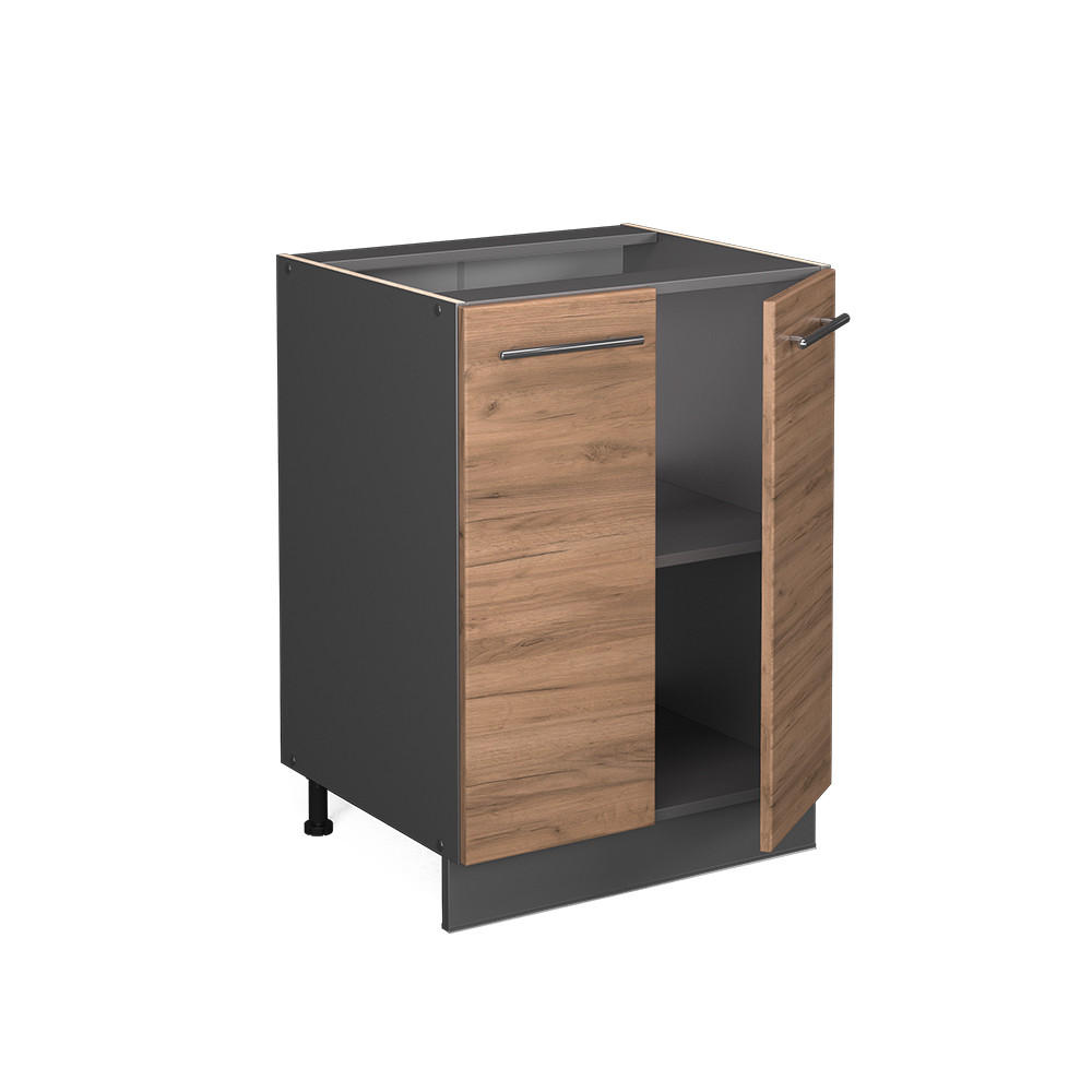 KÜCHENUNTERSCHRANK Fame-Line Goldkraft Eiche 60 cm ohne AP - Honigeiche/Anthrazit, Holzwerkstoff (60/82/51.6cm) - Vicco