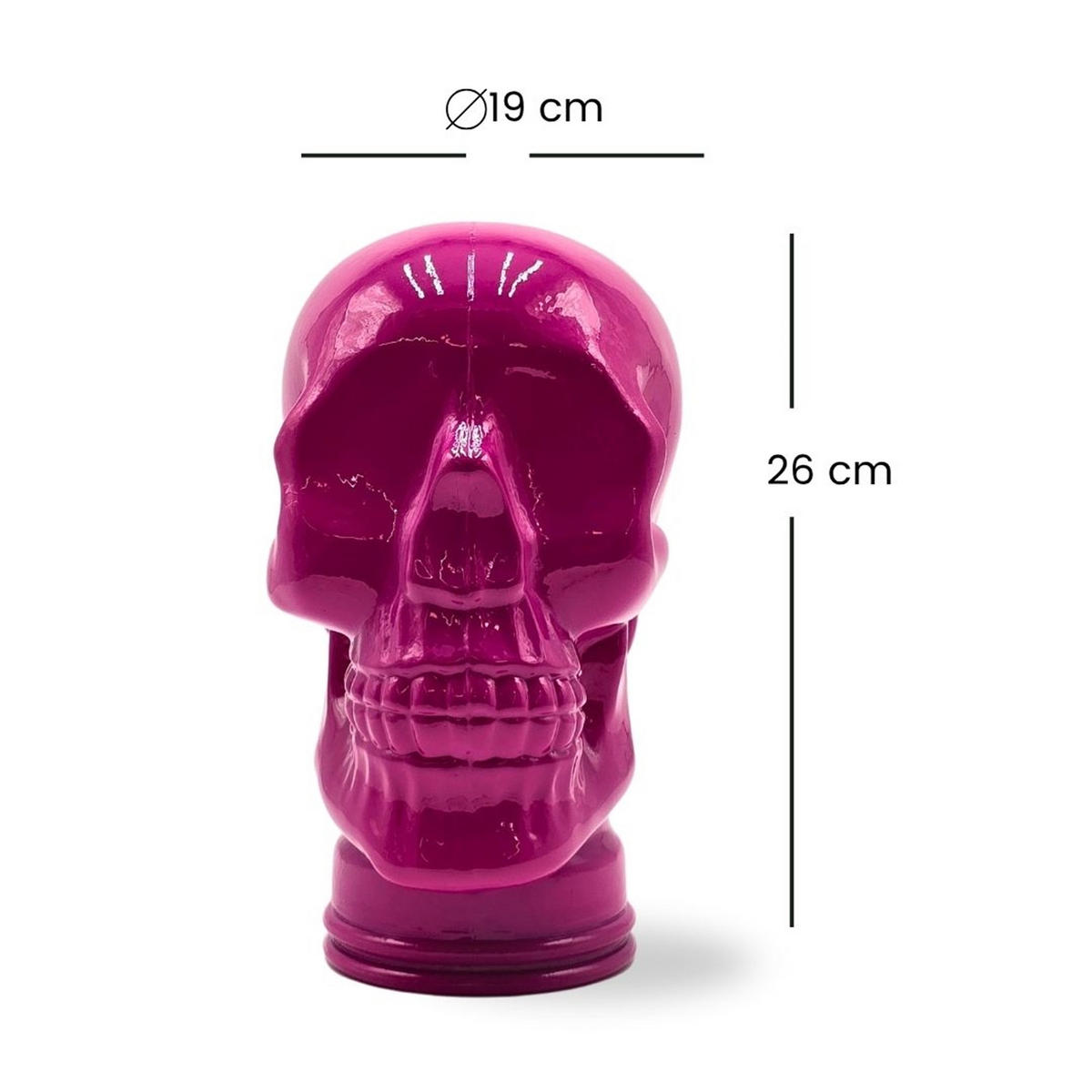 KOPFHÖRERSTÄNDER TOTENKOPF Glas OP2 pink - Pink, Glas (19/26/19cm) - DESIGN DELIGHTS