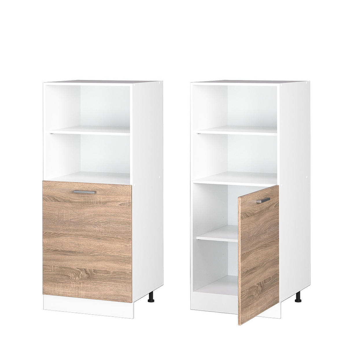 HOCHSCHRANK R-Line Sonoma 60 cm mit offenen Regalen, und Tür - Weiß/Sonoma Eiche, Holzwerkstoff (60/143/57.2cm) - Vicco