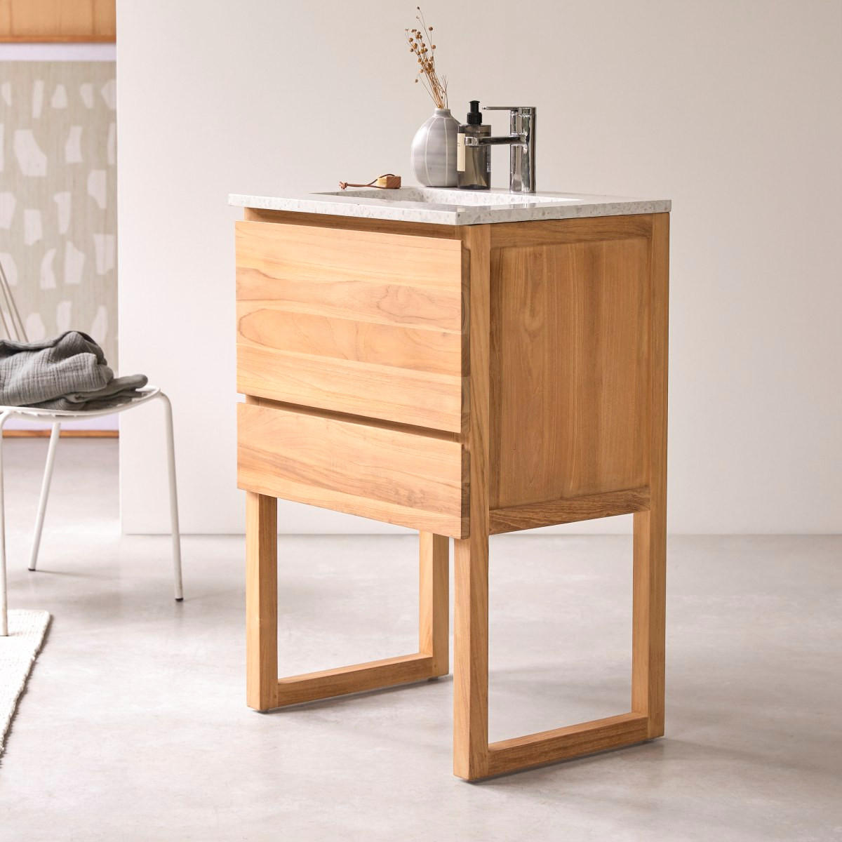 BADEZIMMERMÖBEL Edgar Hellbraun aus Teak - Hellbraun, Holz (60/88/45cm) - Tikamoon