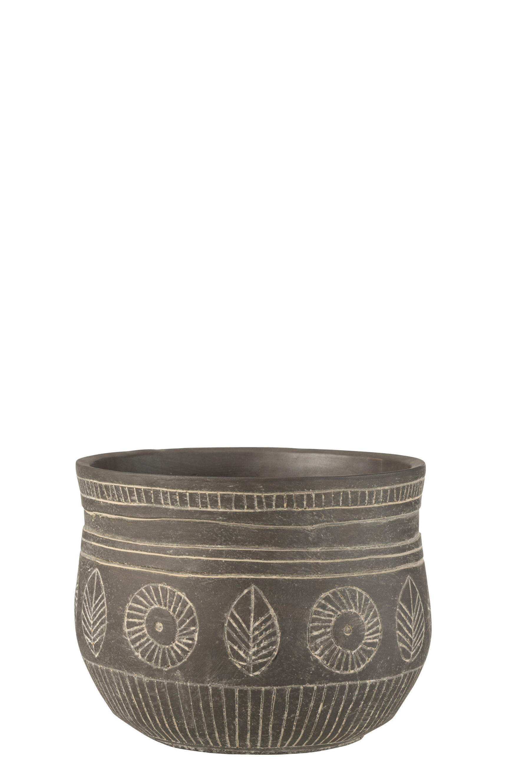 BLUMENTOPF FRESKO - Töpferei - Grau - L - Ø 23,5 cm - Grau, Keramik (23.5/19cm) - J-Line