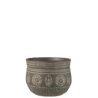 BLUMENTOPF FRESKO - Töpferei - Grau - L - Ø 23,5 cm - Grau, Keramik (23.5/19cm) - J-Line