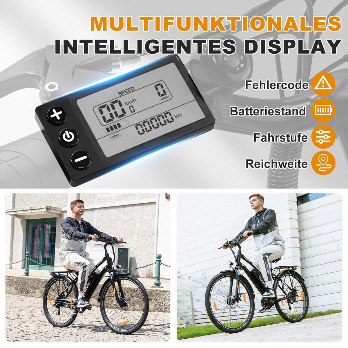 E-BIKE Cityrad BK27 250W-Motor 36V 13Ah Akku - Weiß, Metall (87cm) - HITWAY