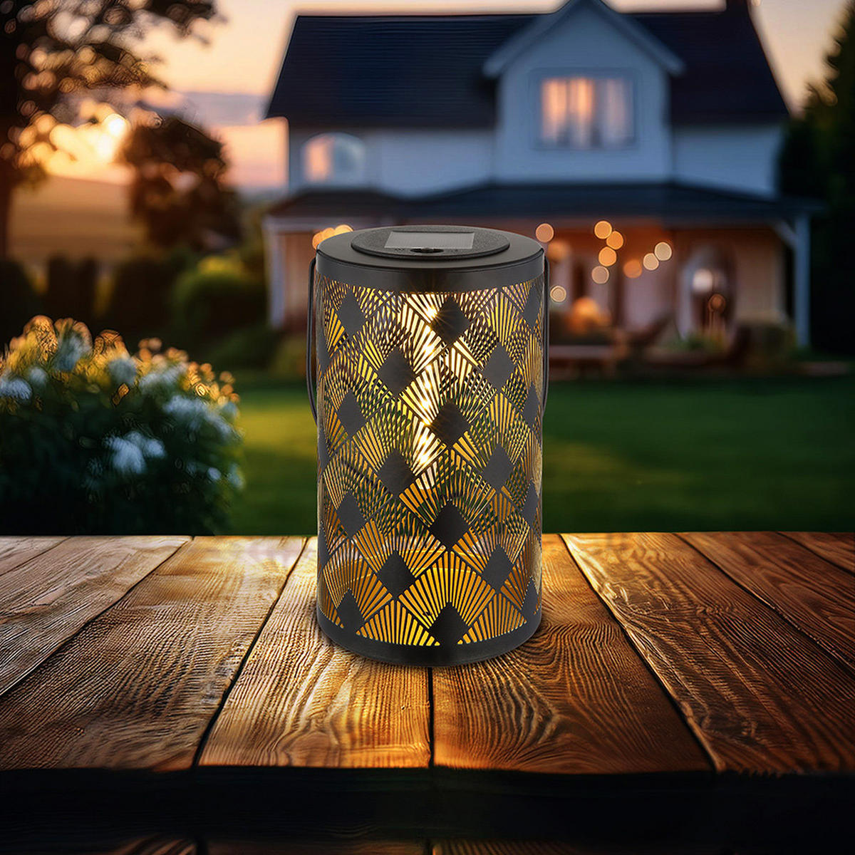 LED AUSSENLEUCHTE Metall Gold Schwarz - Goldfarben, Kunststoff (12/12/32.5cm) - Globo Lighting