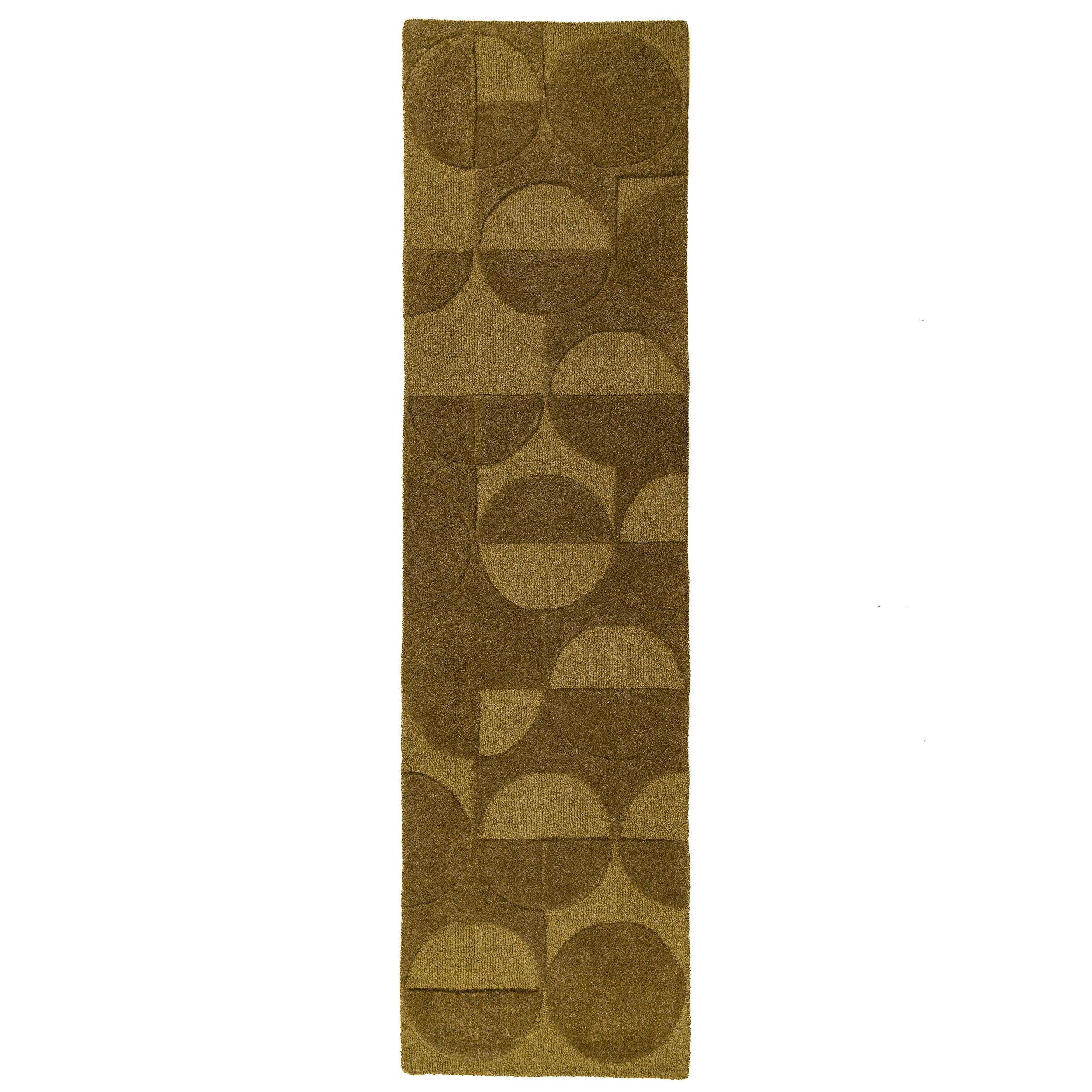 TEPPICHLÄUFER handgetuftet DEBEN, Kreis-Geometrie, Olivgrün, 60 x 230 cm - Grün, Textil (60/230cm) - KADIMA DESIGN