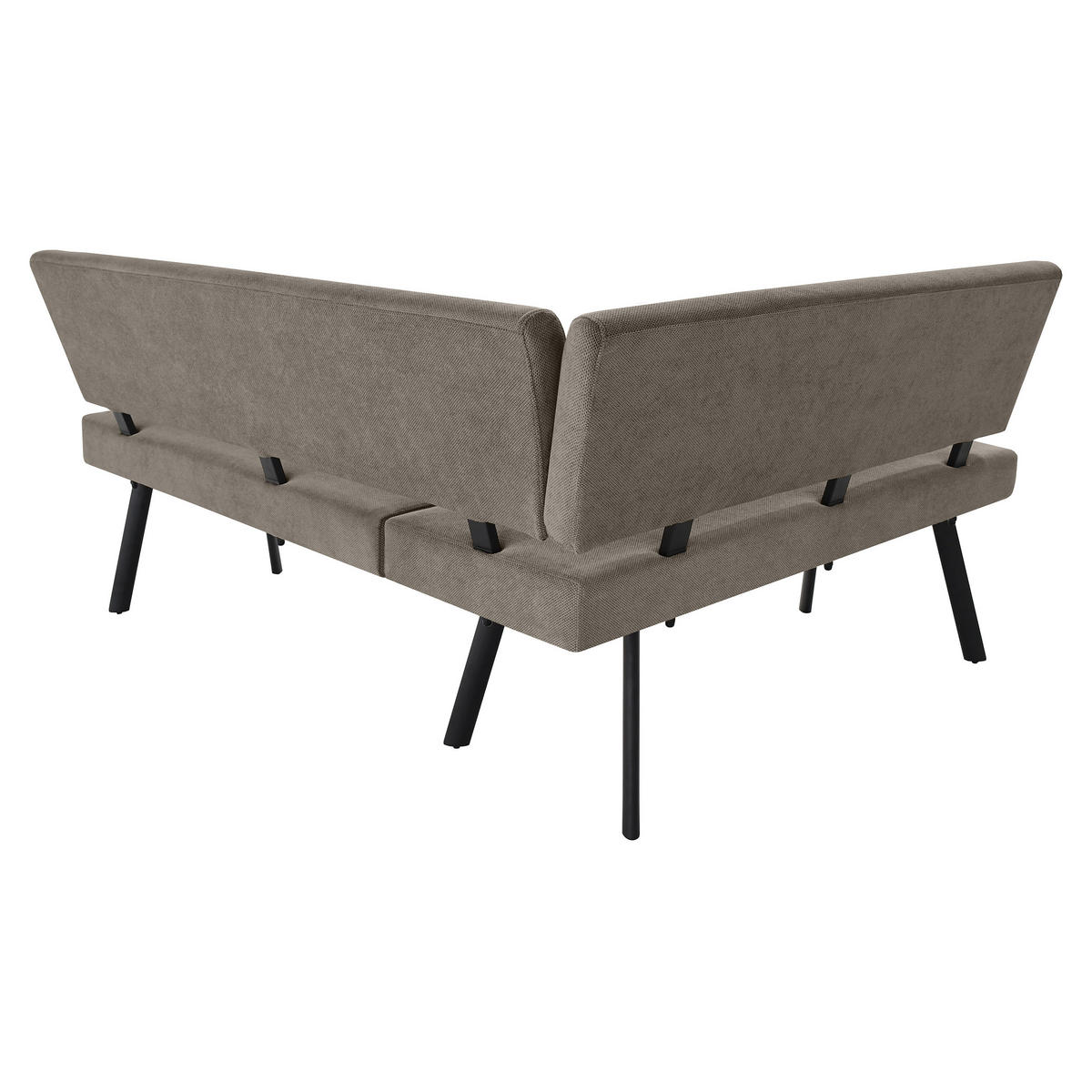 ECKBANK Zerra 192x153 cm, mit Metallbeinen, Curio-Stoff, Braun - Schwarz/Braun, Metall (192/153cm) - Beautysofa