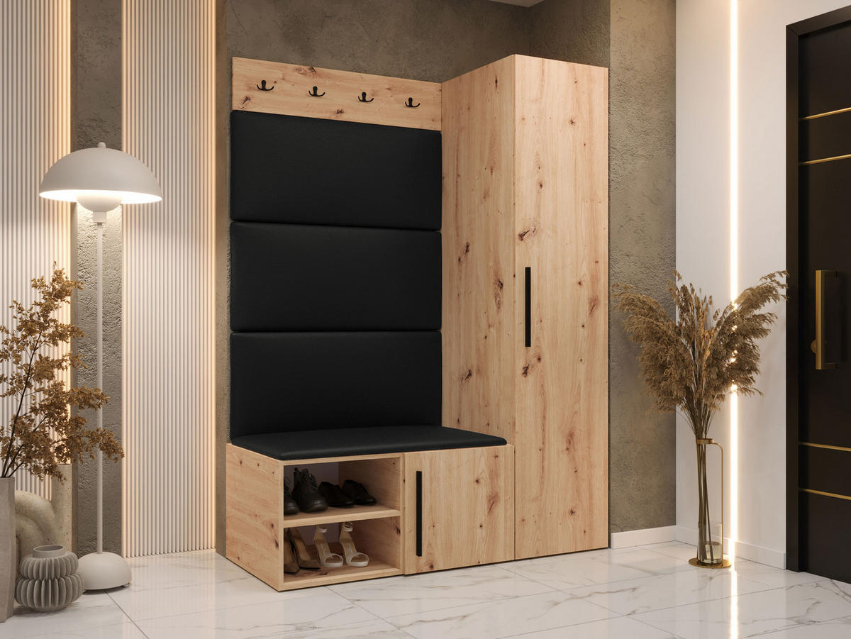 GARDEROBEN-SET Medi II - Schwarz/Eiche Artisan, Holzwerkstoff/Kunststoff (40/191/50cm) - MIRJAN24