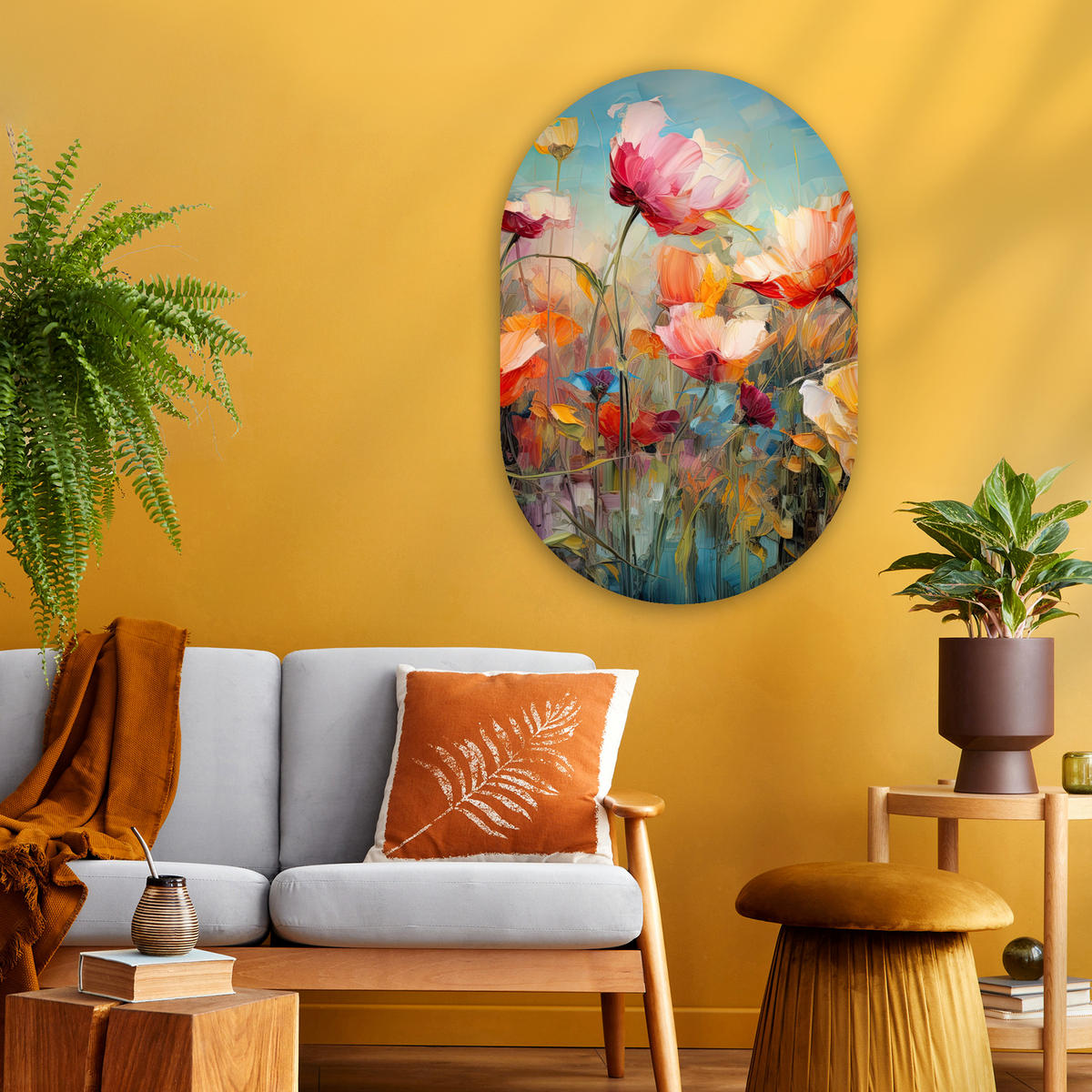 WANDBILD Blumen - Aquarell - Kunst - Botanisch - Natur 60x90 cm - Orange, Kunststoff (60/90cm) - MuchoWow