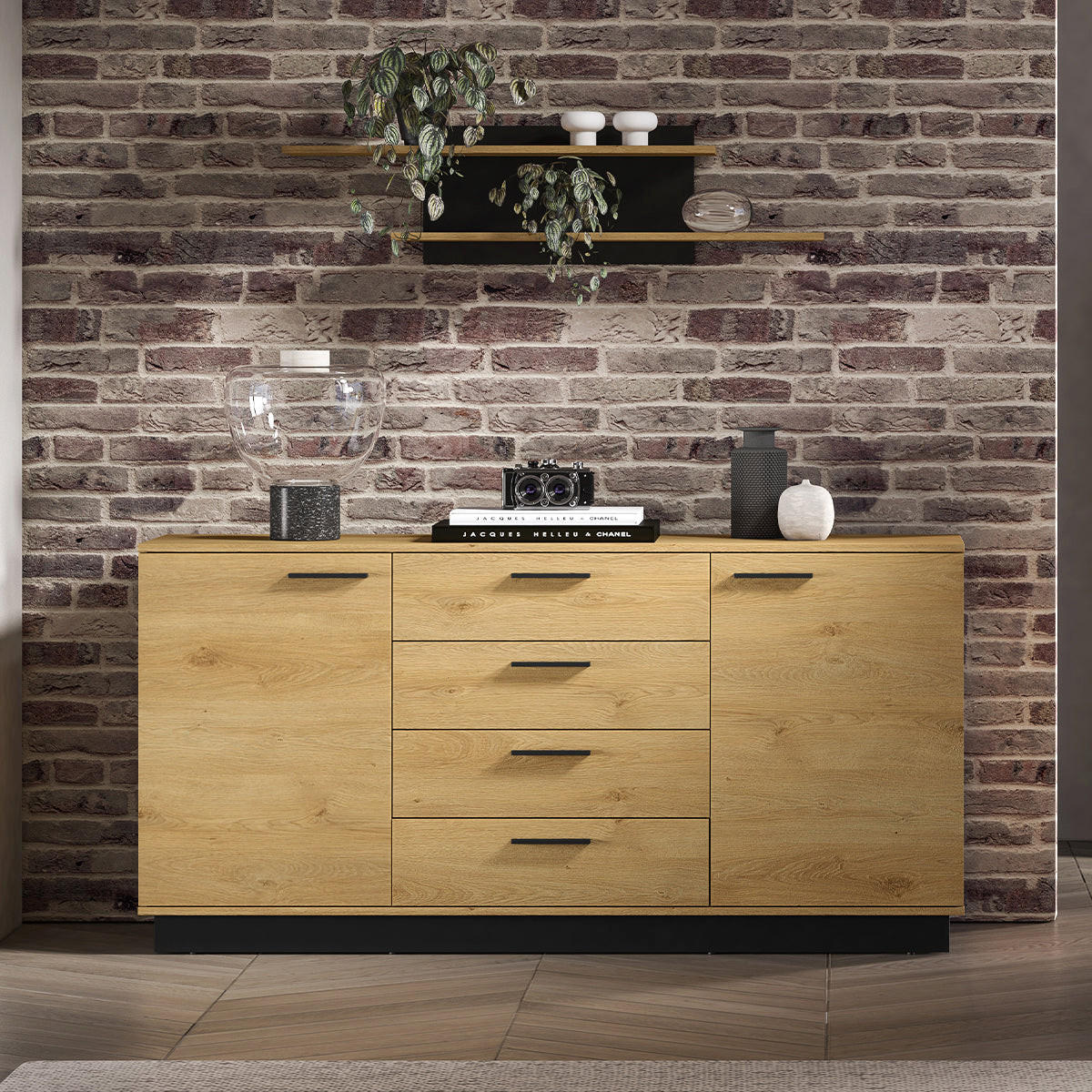 SIDEBOARD Ysia Holz und Schwarz - Schwarz, Holzwerkstoff (170/86/40cm) - Petits-meubles