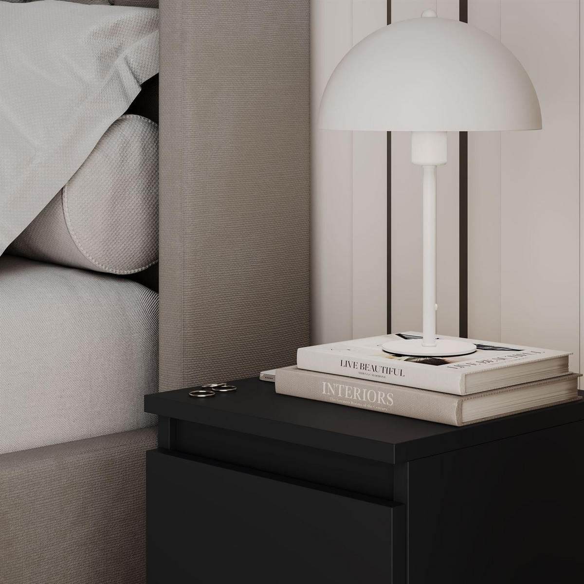 NACHTTISCH HANA M2 Schwarz matt - Schwarz, Holzwerkstoff (30/40/30cm) - Lookway