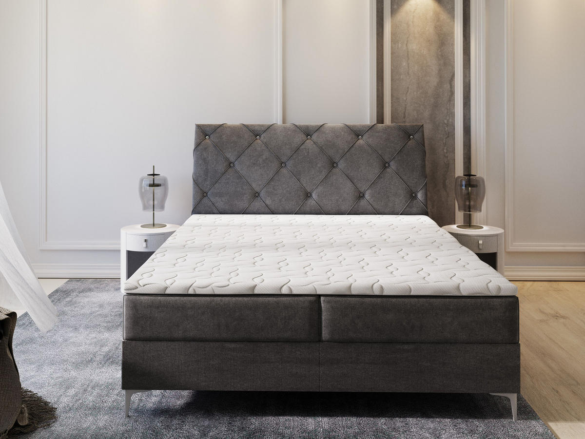 BOXBETT MACON 140x200 cm mit Matratze und Topper - Blau - Blau, Holz (140/200cm) - MASSENO