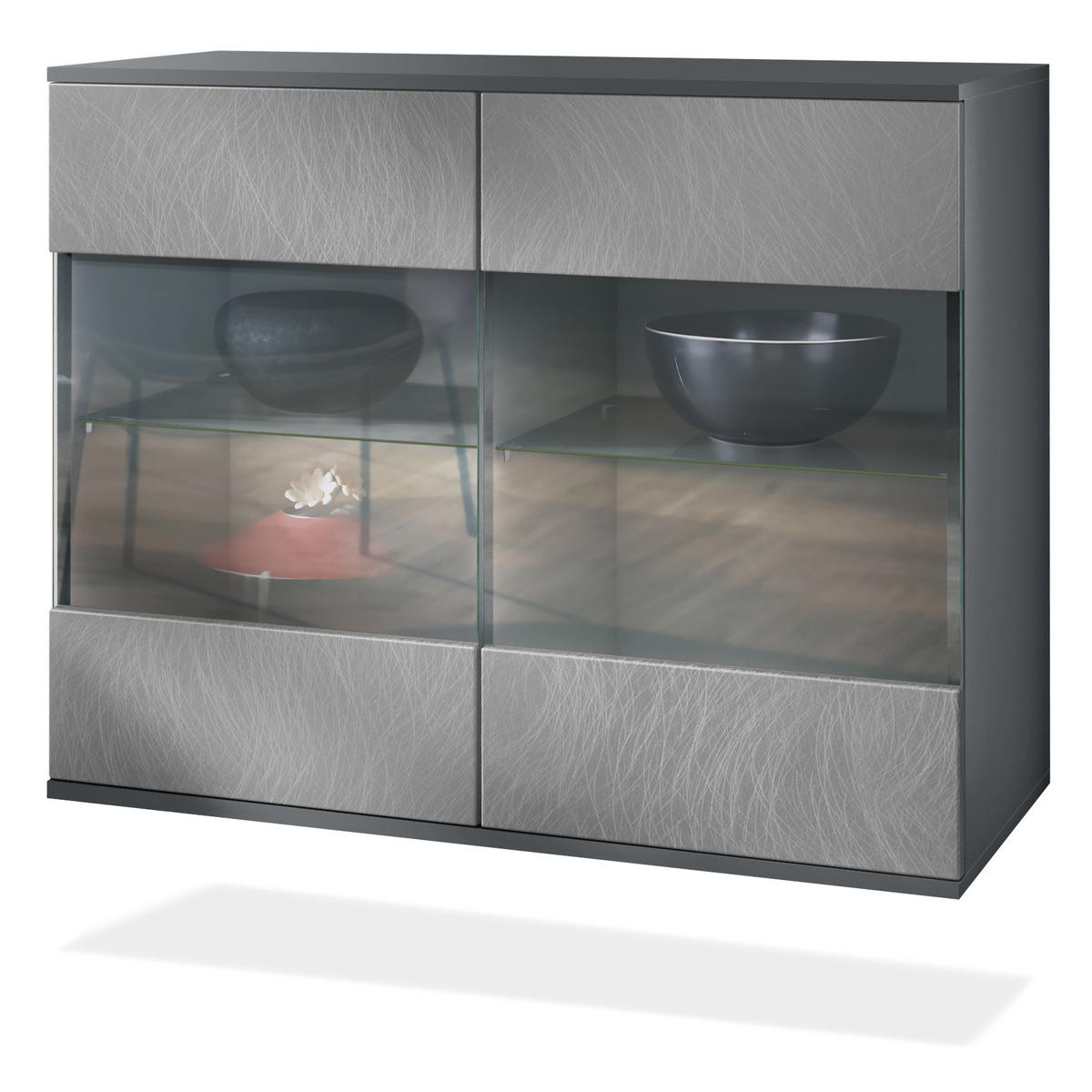 KOMMODE Bari Scratchy Metal - Silberfarben, Holzwerkstoff (92.5/73.5/35cm) - Vladon